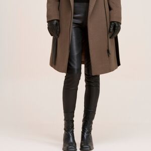 Danier Dana Women's Size 10 Black Italian Moto Biker Leather Leggings Knit Back